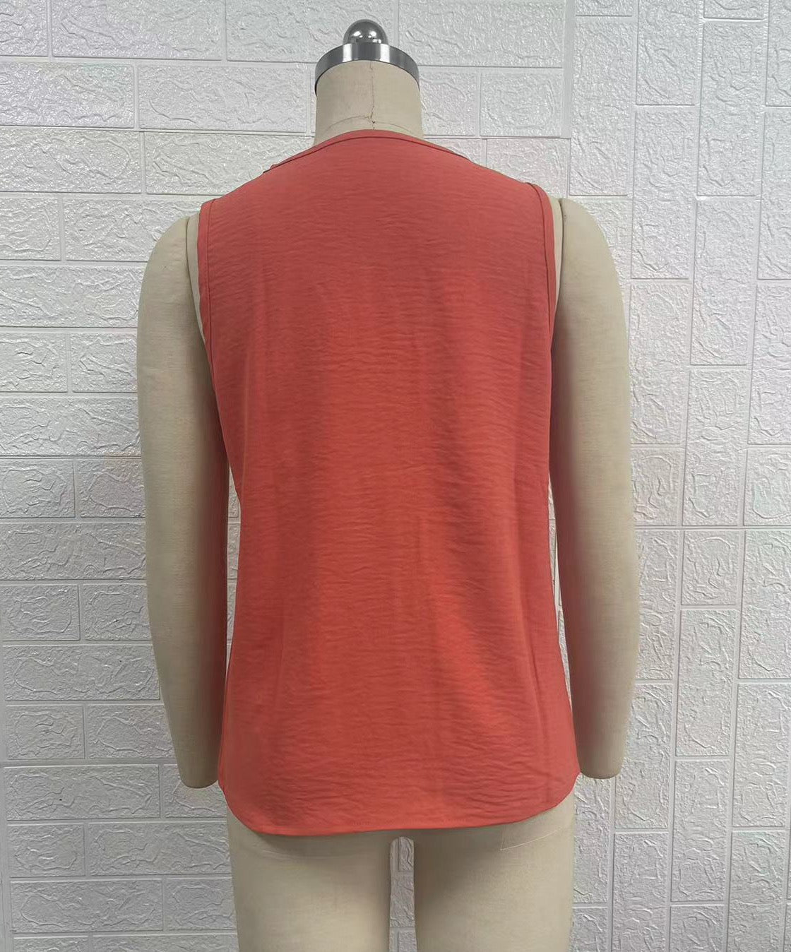 V neck Buttons Vest Top T shirt Loose Casual Shirt