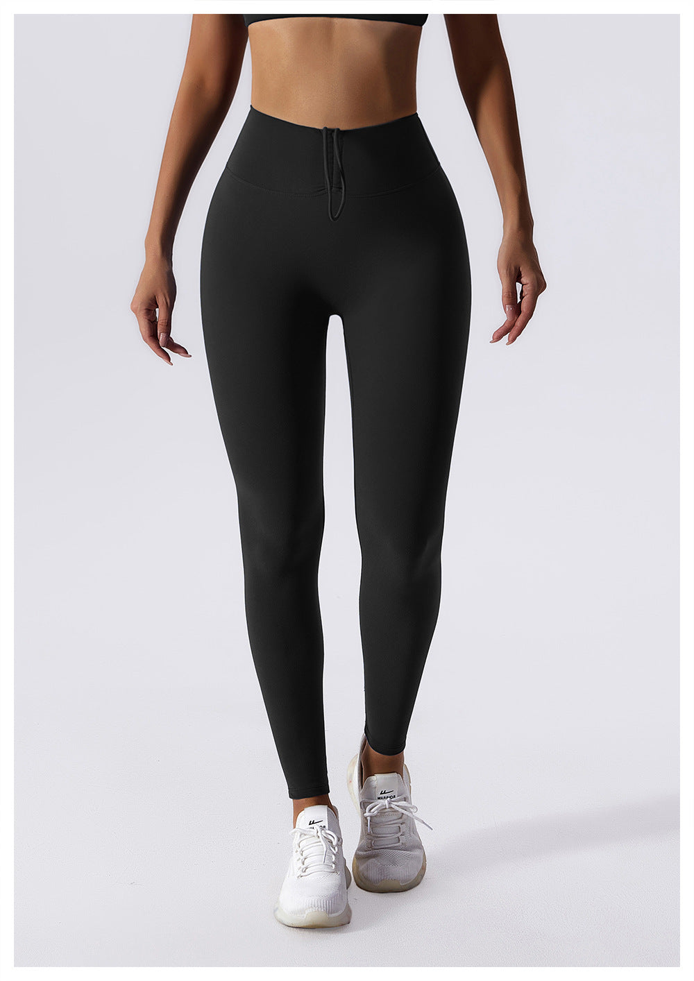 Drawstring Belly Contracting Nude High Waist Yoga Pants Quick Drying Hip Lifting Fitness Pants Tight Running Sports Pants