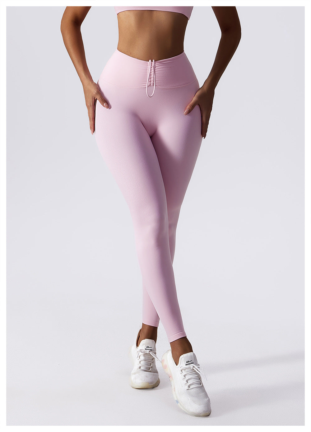 Drawstring Belly Contracting Nude High Waist Yoga Pants Quick Drying Hip Lifting Fitness Pants Tight Running Sports Pants