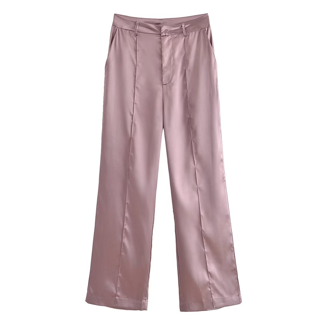 Ensemble haut tube à épaules dénudées et pantalon droit taille haute