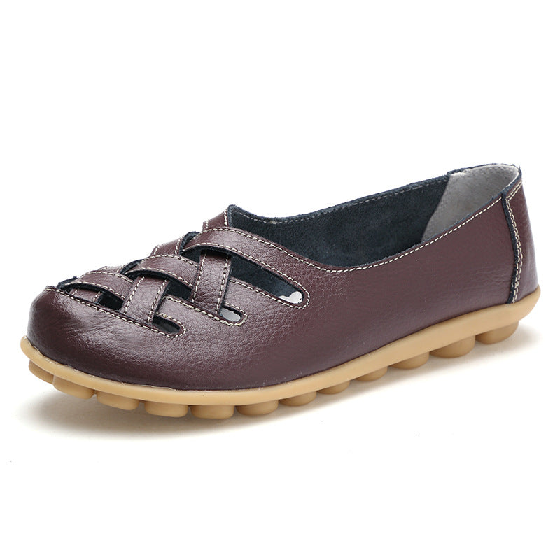 Women's Summer Cowhide Mom Soft Bottom Wedge