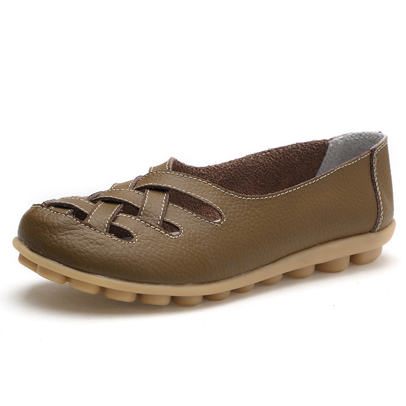 Women's Summer Cowhide Mom Soft Bottom Wedge