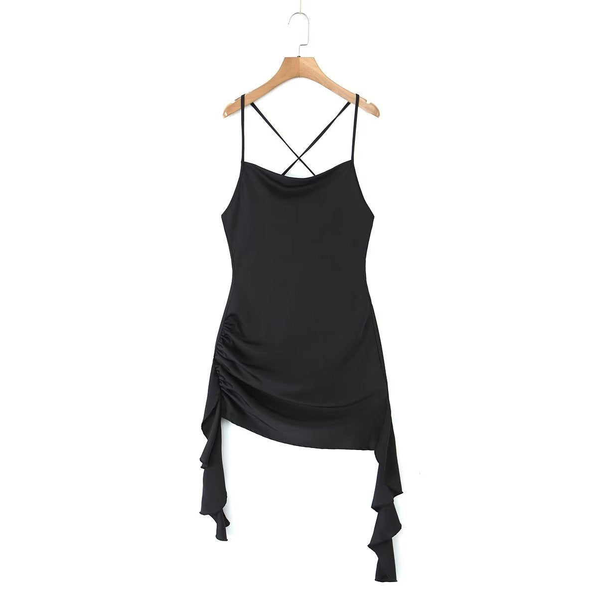 Backless V neck Three Dimensional Floral Ribbon Slim Fit Dress