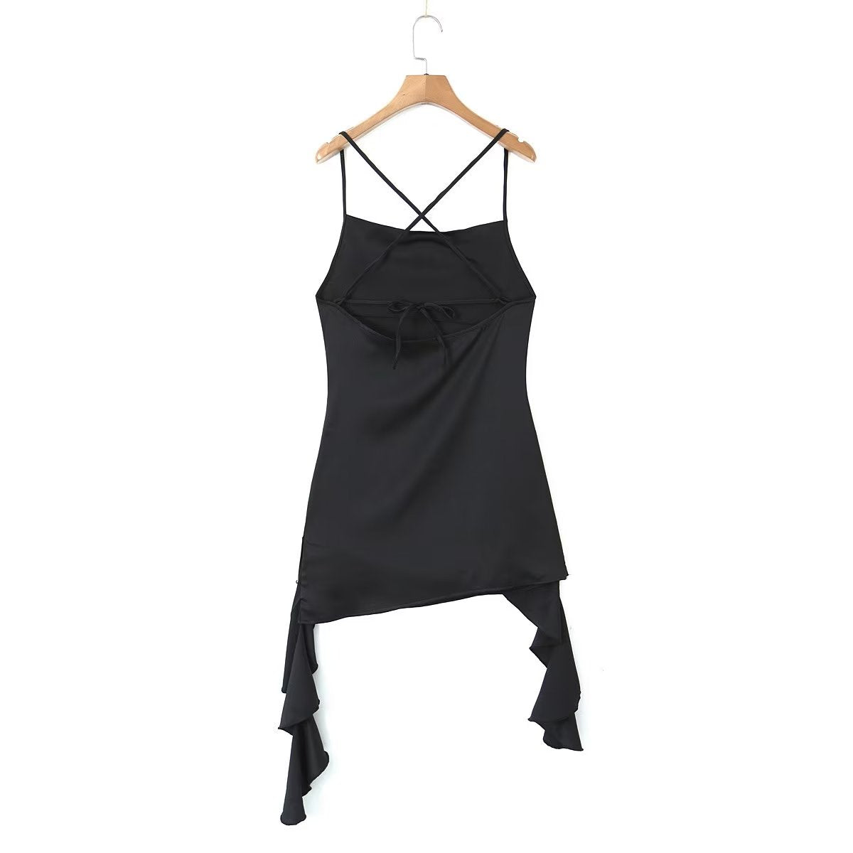 Backless V neck Three Dimensional Floral Ribbon Slim Fit Dress