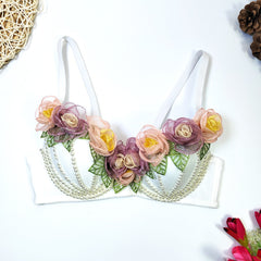 Nordisches dreidimensionales Korsett mit Blumenstäbchen, große rückenfreie Brust, eingewickelte Brust, Nachtclub, kurzer Chanel-Schlinge
