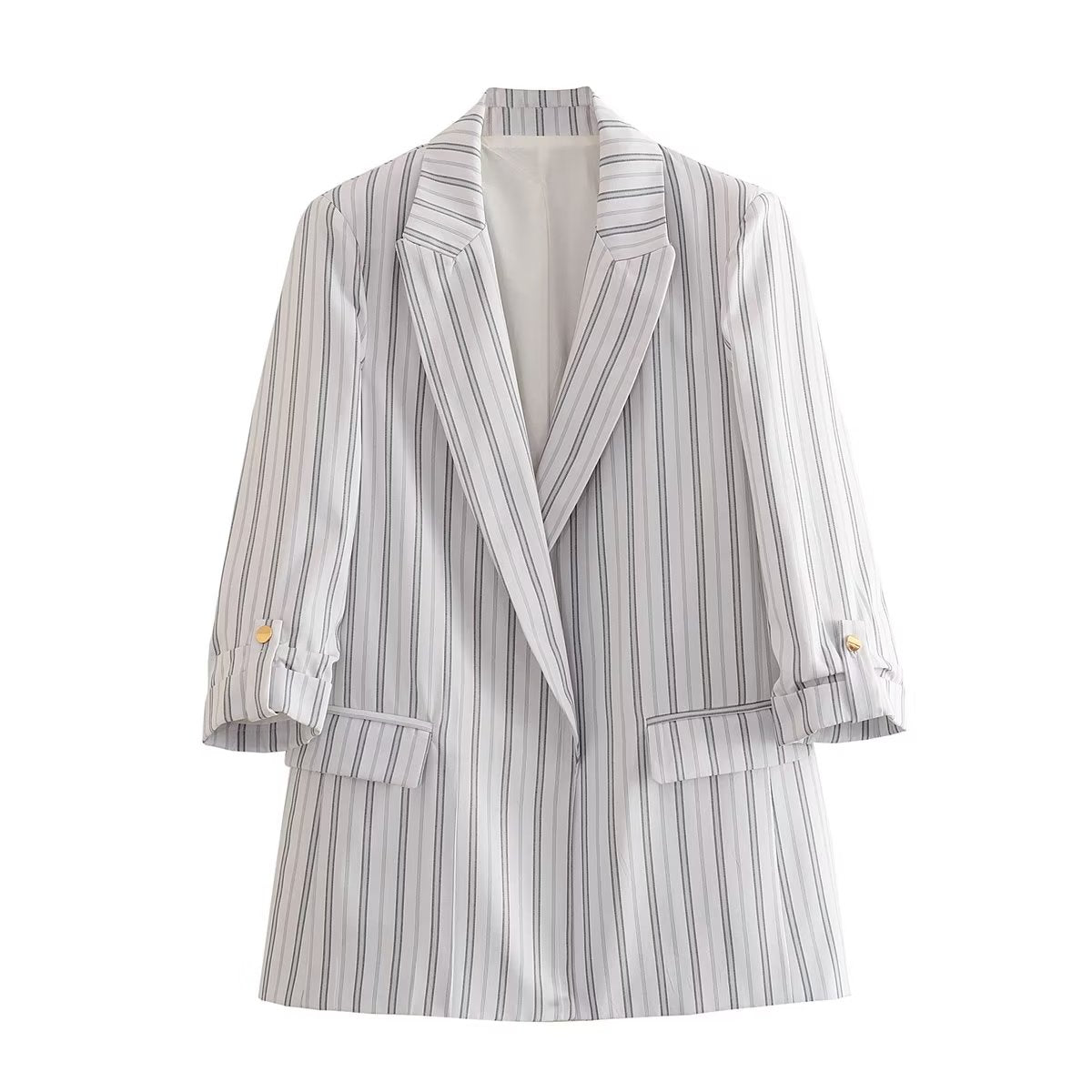 Ptripe Double Breasted Blazer