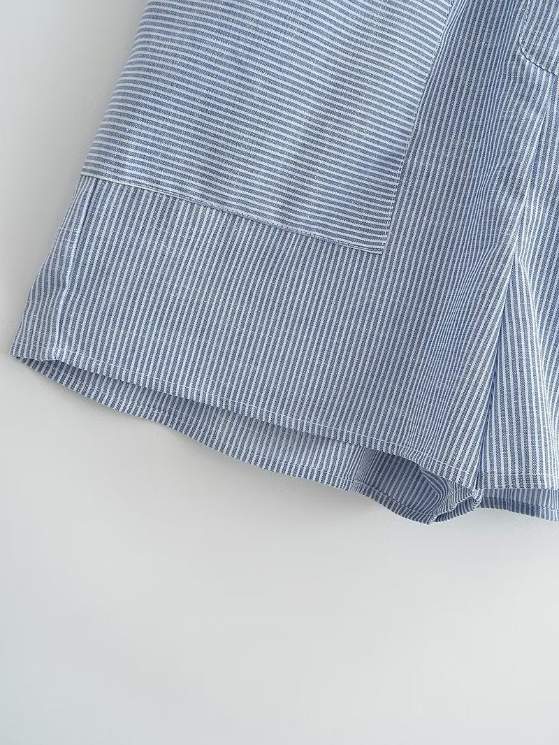 Wind Linen Blended Romper Casual Shorts