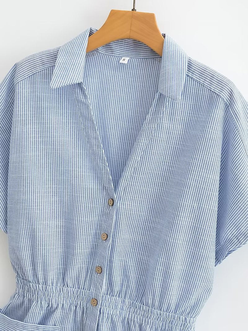 Wind Linen Blended Romper Casual Shorts