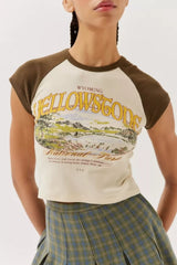 Retro Slim Sleeveless Contrast Color Letter Graphic Print Irregular Asymmetric Short Cropped Peplum Top