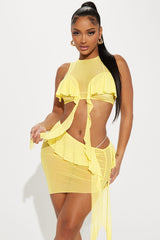 Sleeveless Vest Ruffled Skirt Mesh Suit