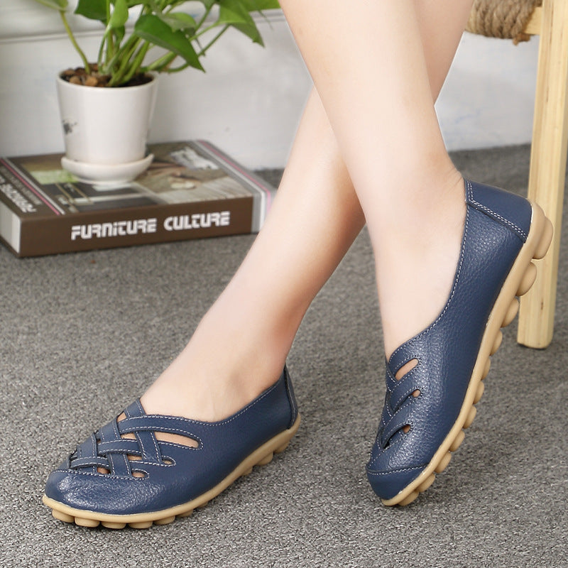 Women's Summer Cowhide Mom Soft Bottom Wedge