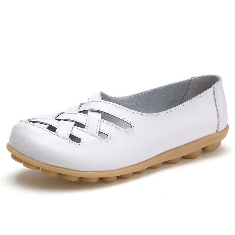 Women's Summer Cowhide Mom Soft Bottom Wedge