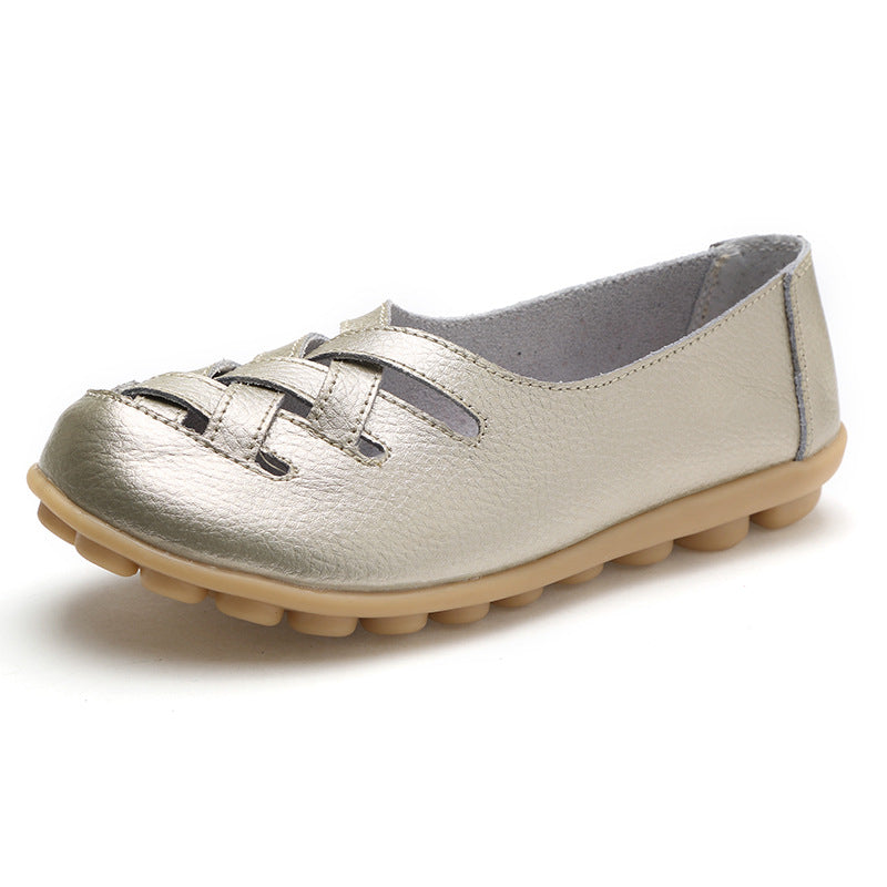 Women's Summer Cowhide Mom Soft Bottom Wedge