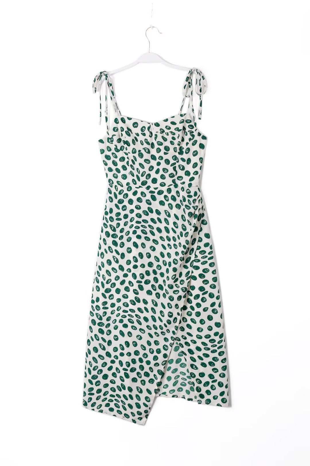 Design Plissee Unregelmäßig Asymmetrisch Schlitz Cami Kleid Taille Abnehmen Midi Kleid