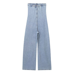 All Matching Slimming Retro Tube Top Loose Denim Jumpsuit