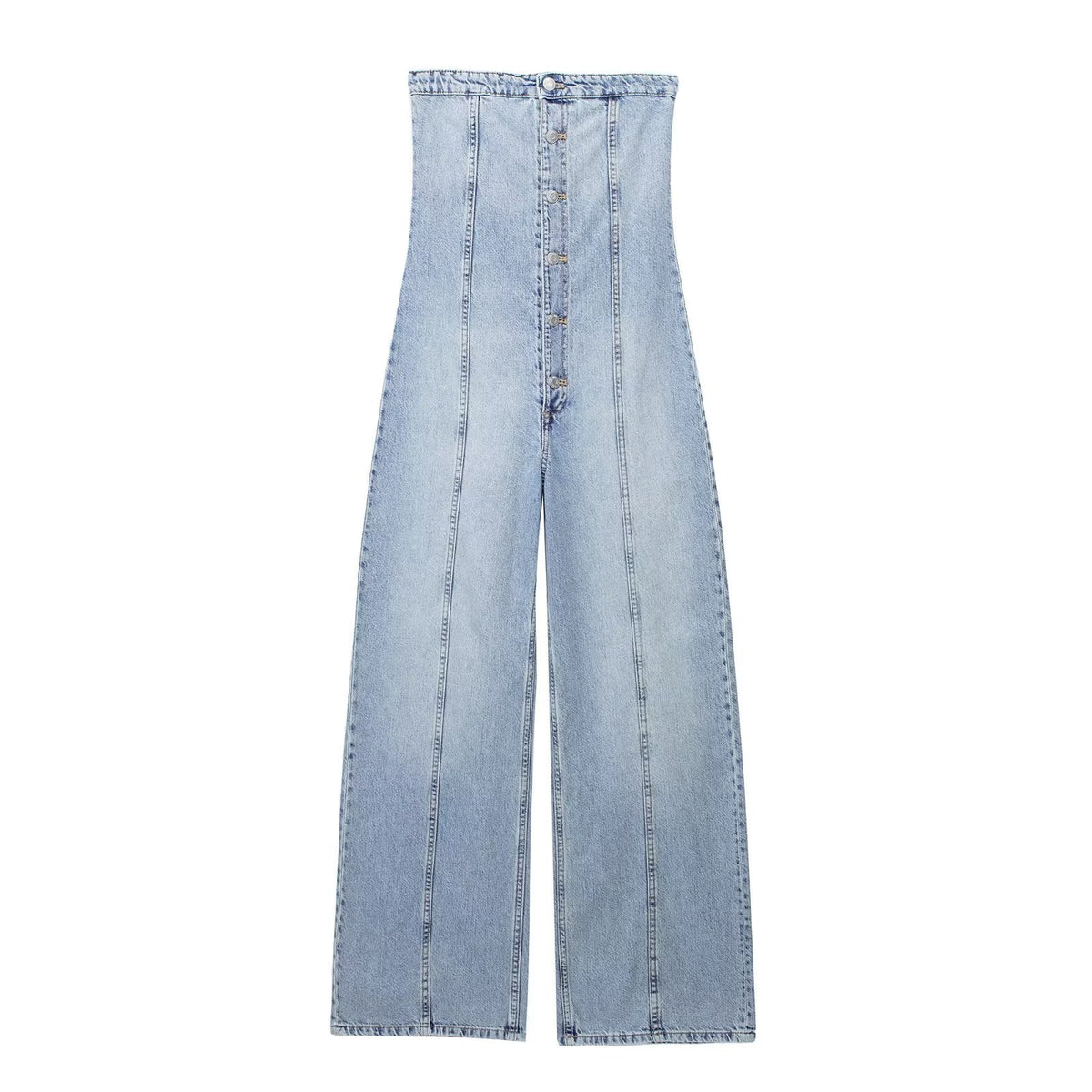 All Matching Slimming Retro Tube Top Loose Denim Jumpsuit