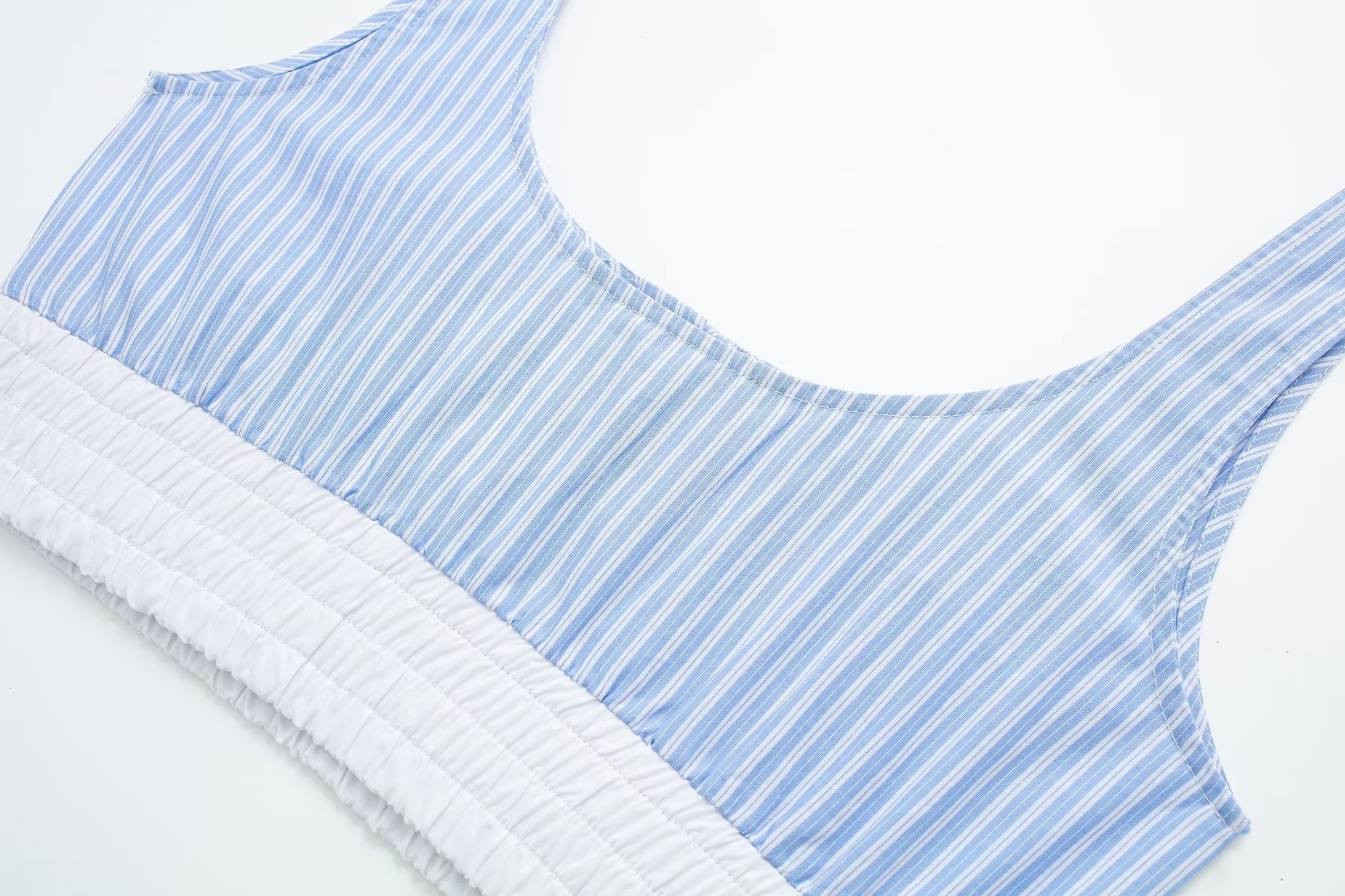 Striped Short Top Short Stitching Sling Top