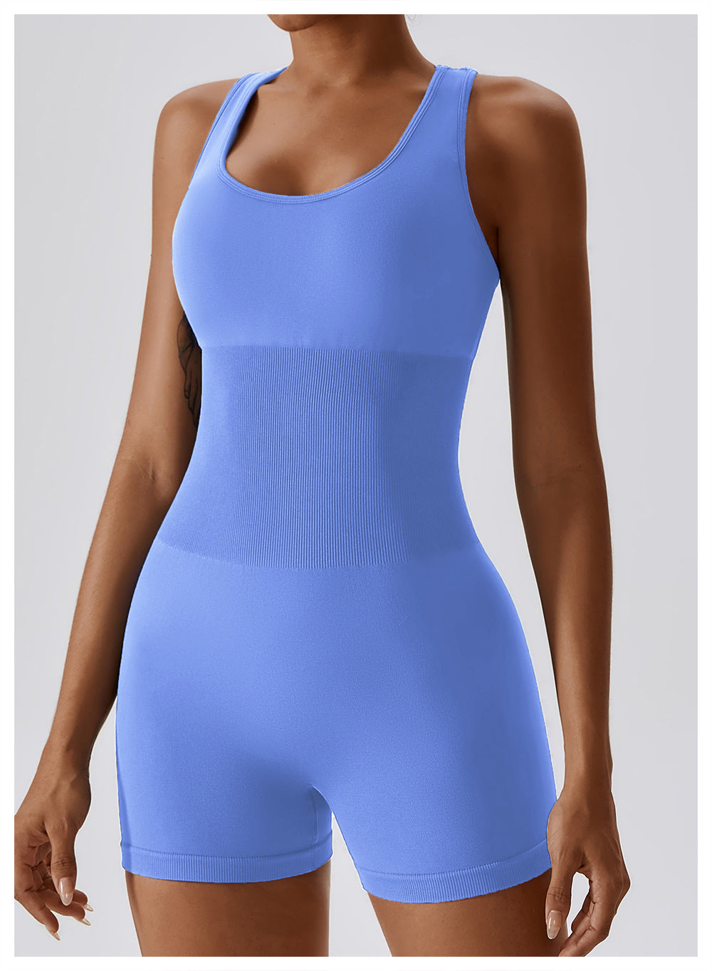 High Elastic One-Piece Beauty Back Yoga Belly Contracting Close-Fitting One Piece Seamless Yoga Jumpsuit