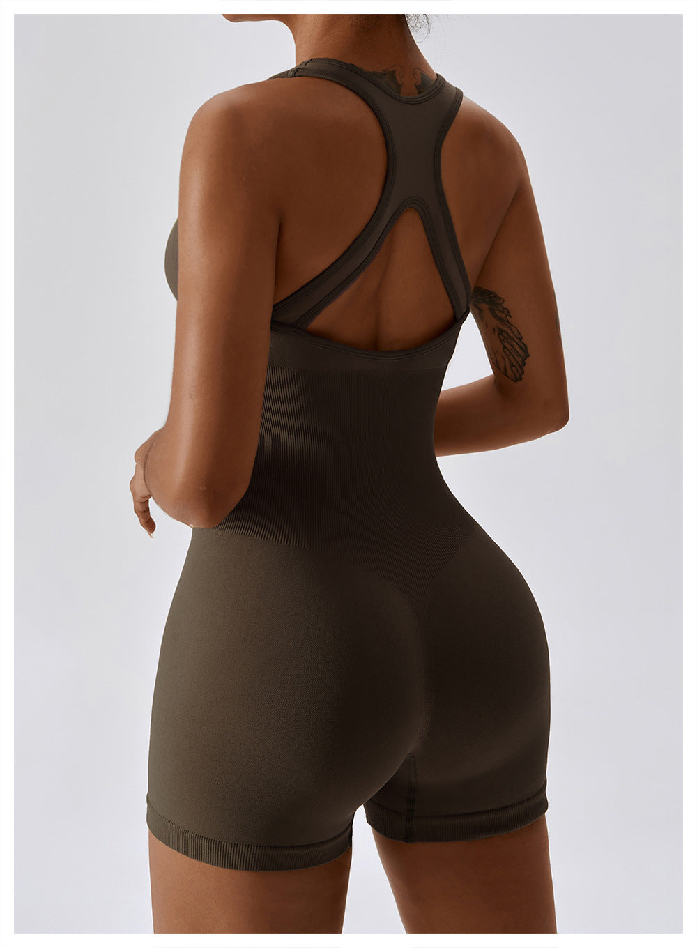 High Elastic One-Piece Beauty Back Yoga Belly Contracting Close-Fitting One Piece Seamless Yoga Jumpsuit