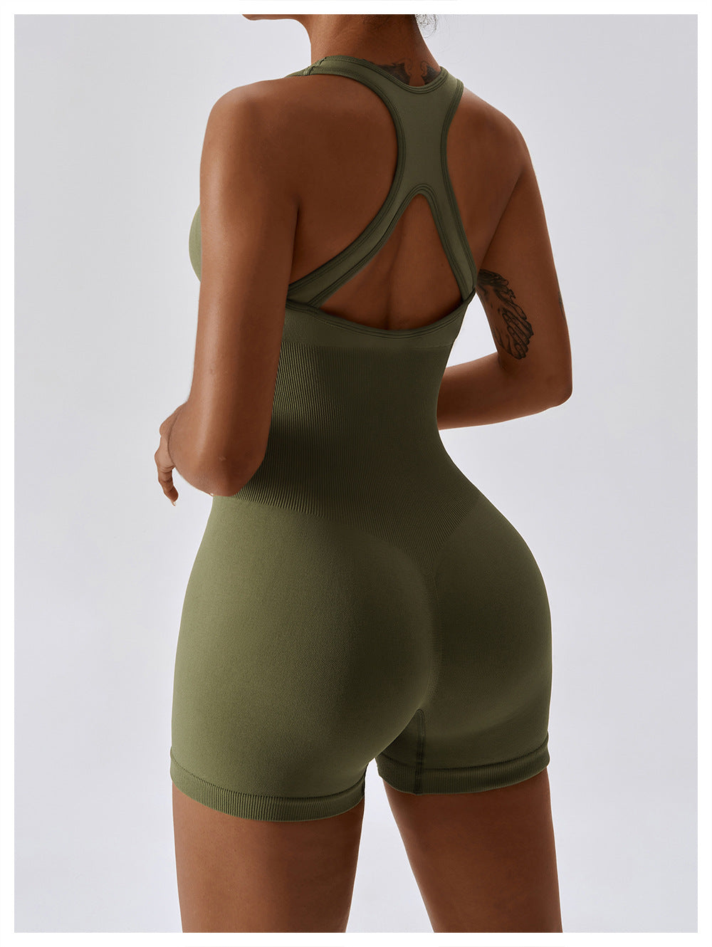 High Elastic One-Piece Beauty Back Yoga Belly Contracting Close-Fitting One Piece Seamless Yoga Jumpsuit