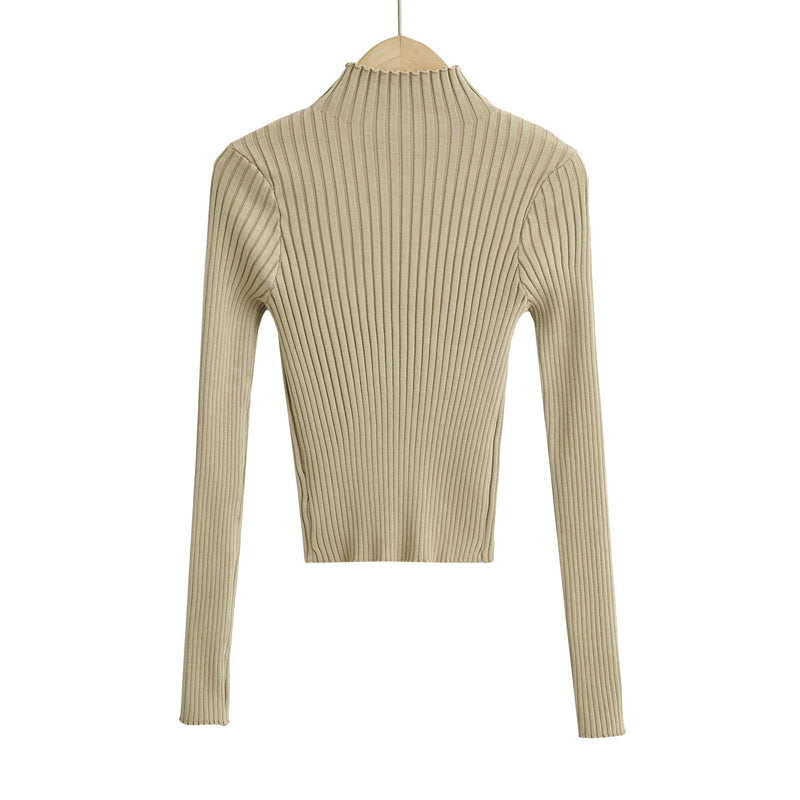 Brust aushöhlen Ausschnitt elastisches Unterteil Langarm Slim Fit Strickwaren