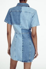 Slimming High Waist Retro Denim Overalls Dress