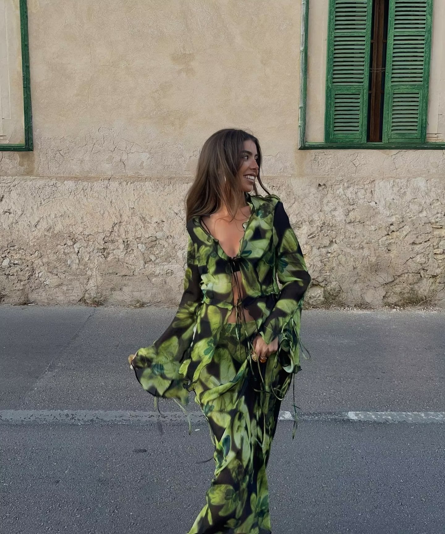 Printed Long Sleeved Blouse