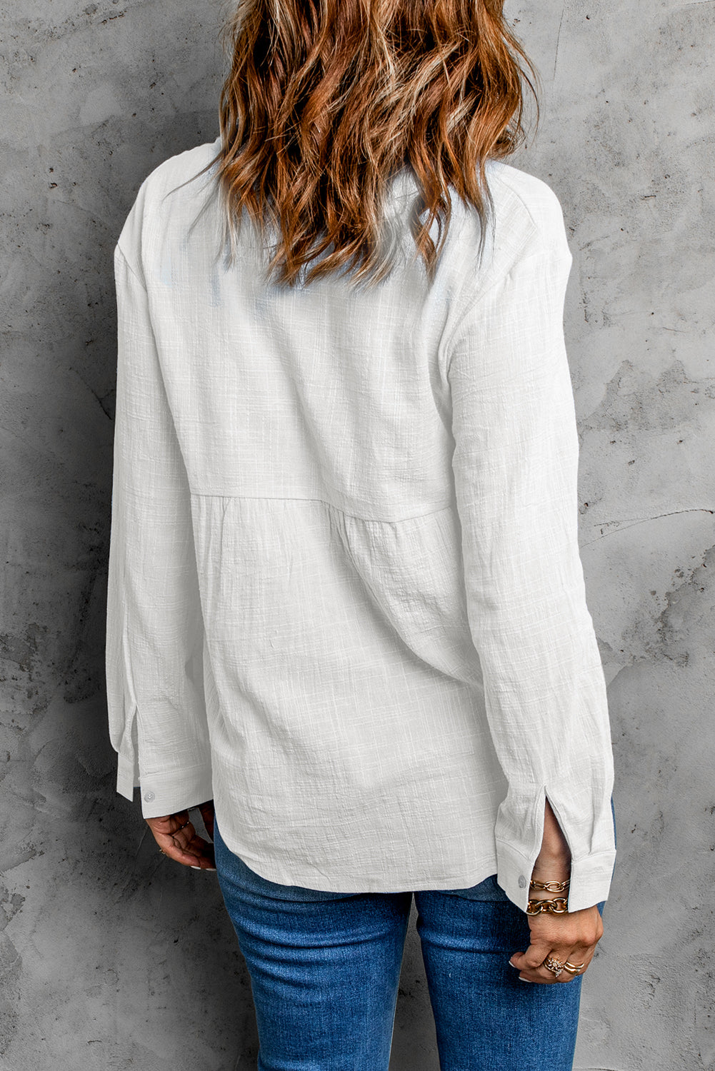 Solid Color Shirt Breasted Collared Cotton Linen Loose Cardigan Top