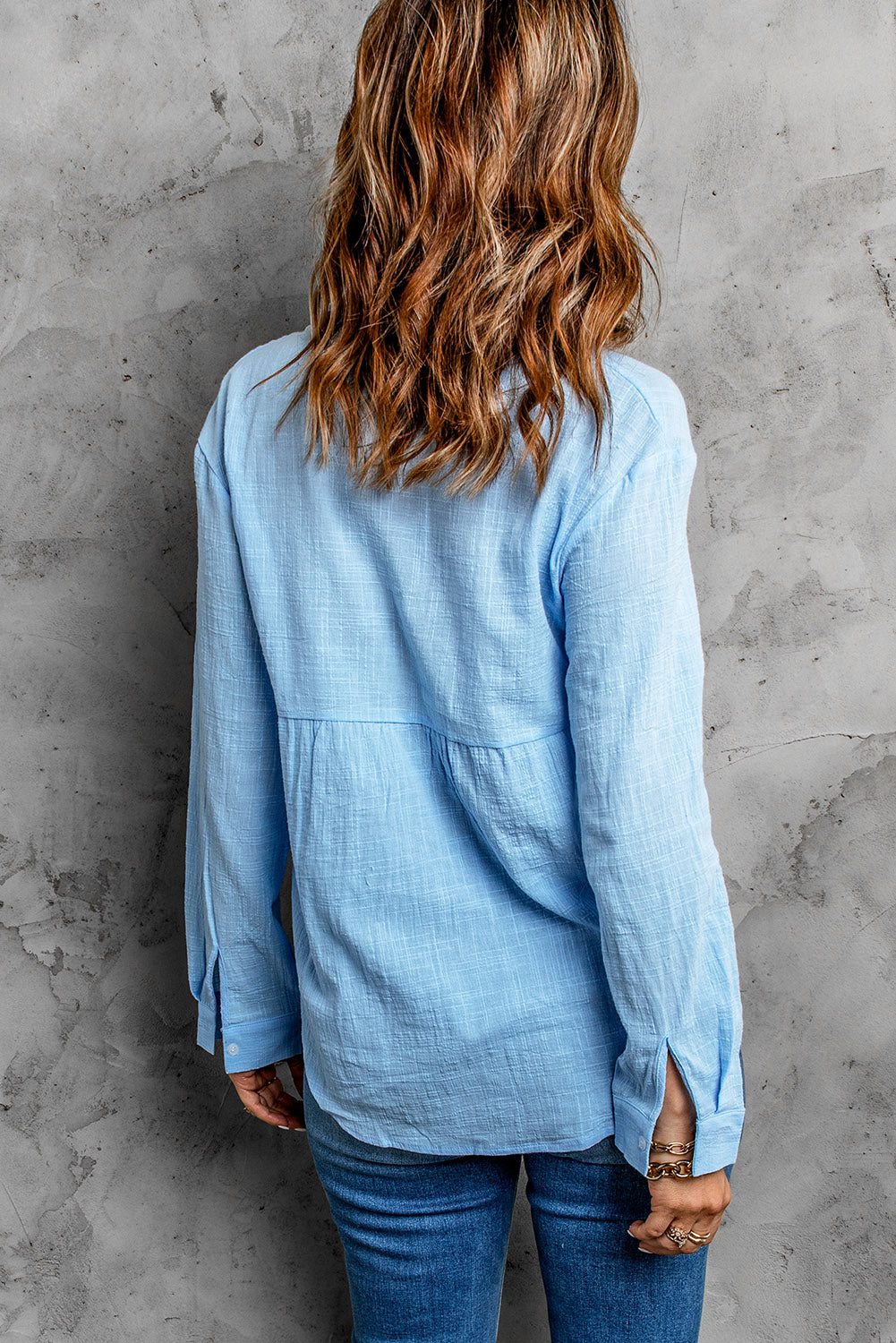 Solid Color Shirt Breasted Collared Cotton Linen Loose Cardigan Top