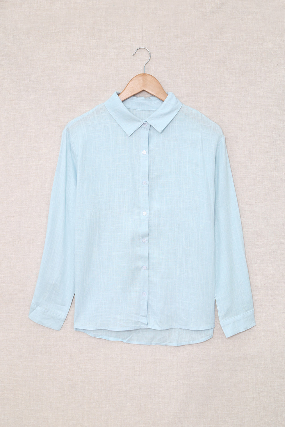 Solid Color Shirt Breasted Collared Cotton Linen Loose Cardigan Top