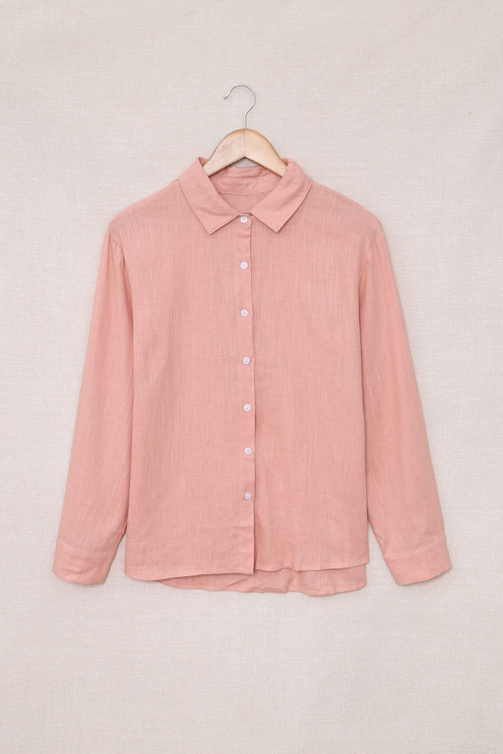 Solid Color Shirt Breasted Collared Cotton Linen Loose Cardigan Top