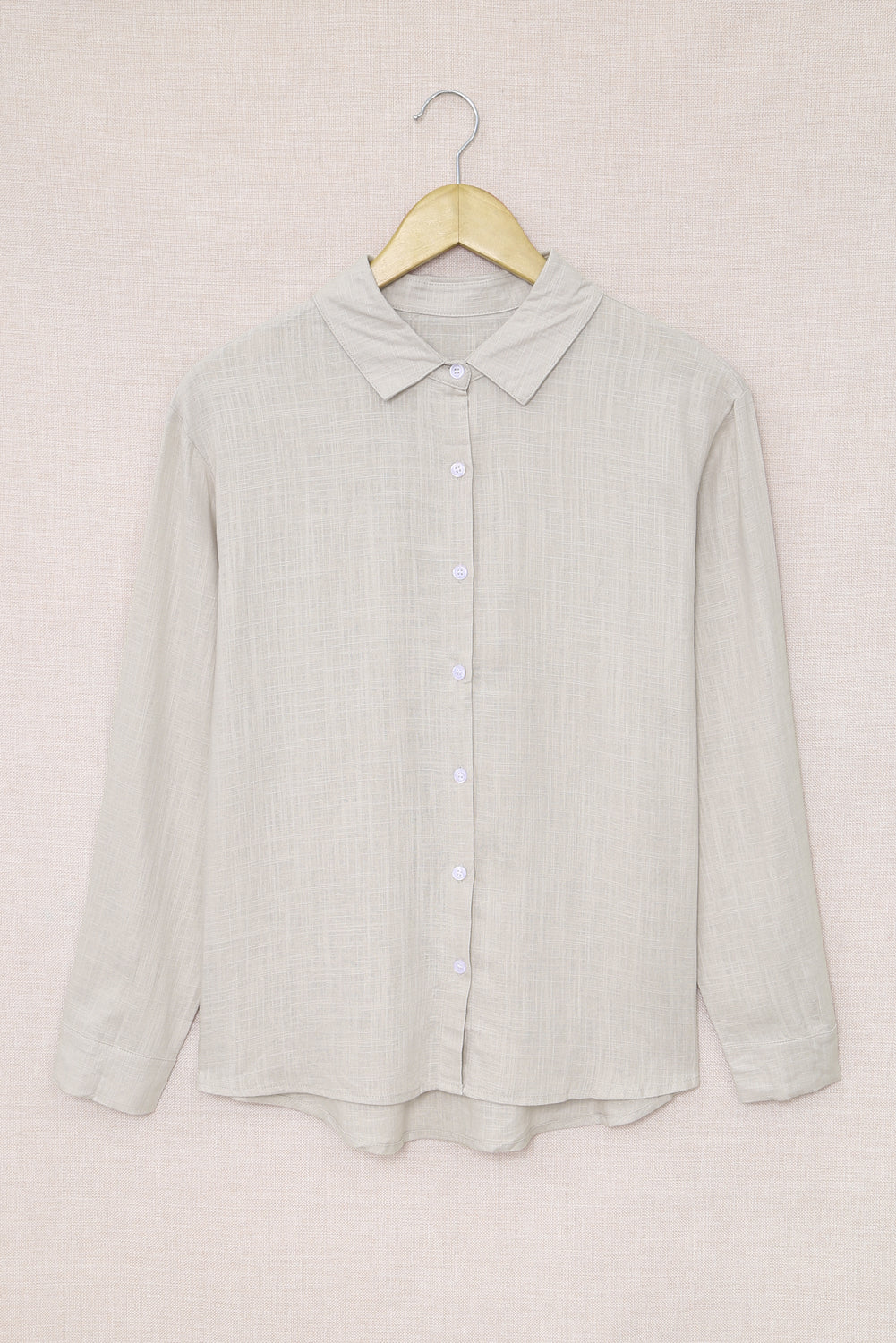 Solid Color Shirt Breasted Collared Cotton Linen Loose Cardigan Top