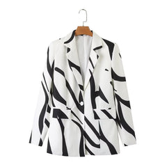 Fall Irregular Asymmetric Pattern Printing Loose Shirt Blazers