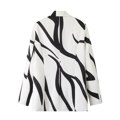 Fall Irregular Asymmetric Pattern Printing Loose Shirt Blazers