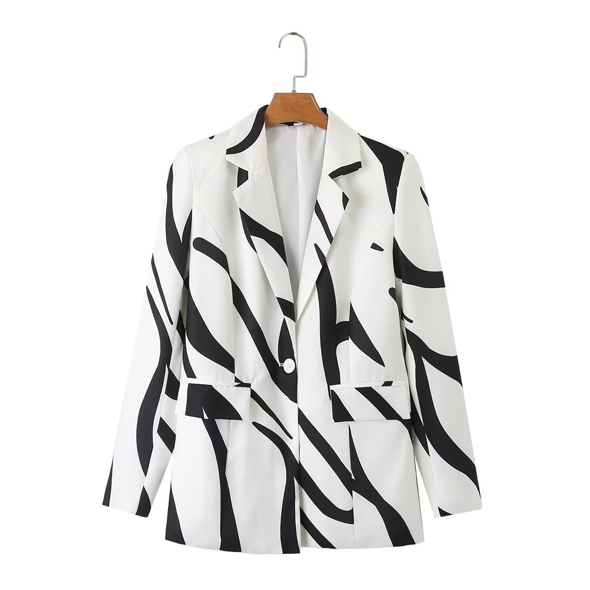 Fall Irregular Asymmetric Pattern Printing Loose Shirt Blazers