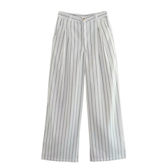 High Waist Ptripe Work Pant Double Breasted Blazer