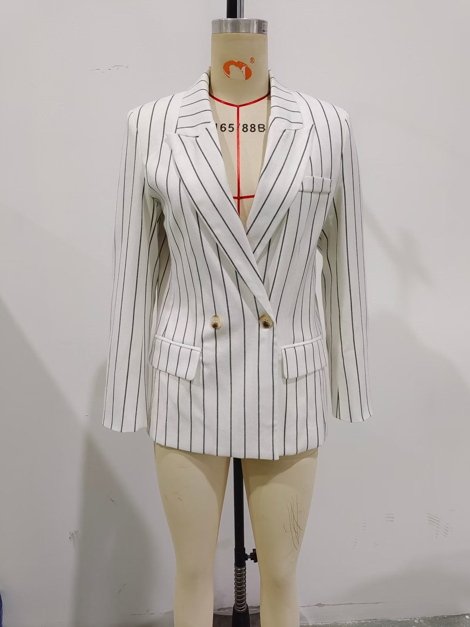 High Waist Ptripe Work Pant Double Breasted Blazer