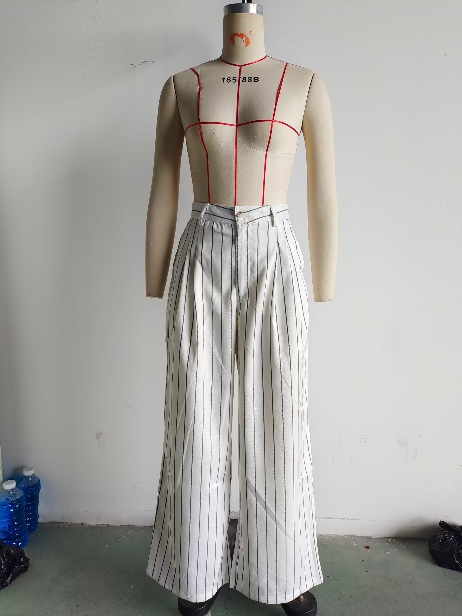 High Waist Ptripe Work Pant Double Breasted Blazer