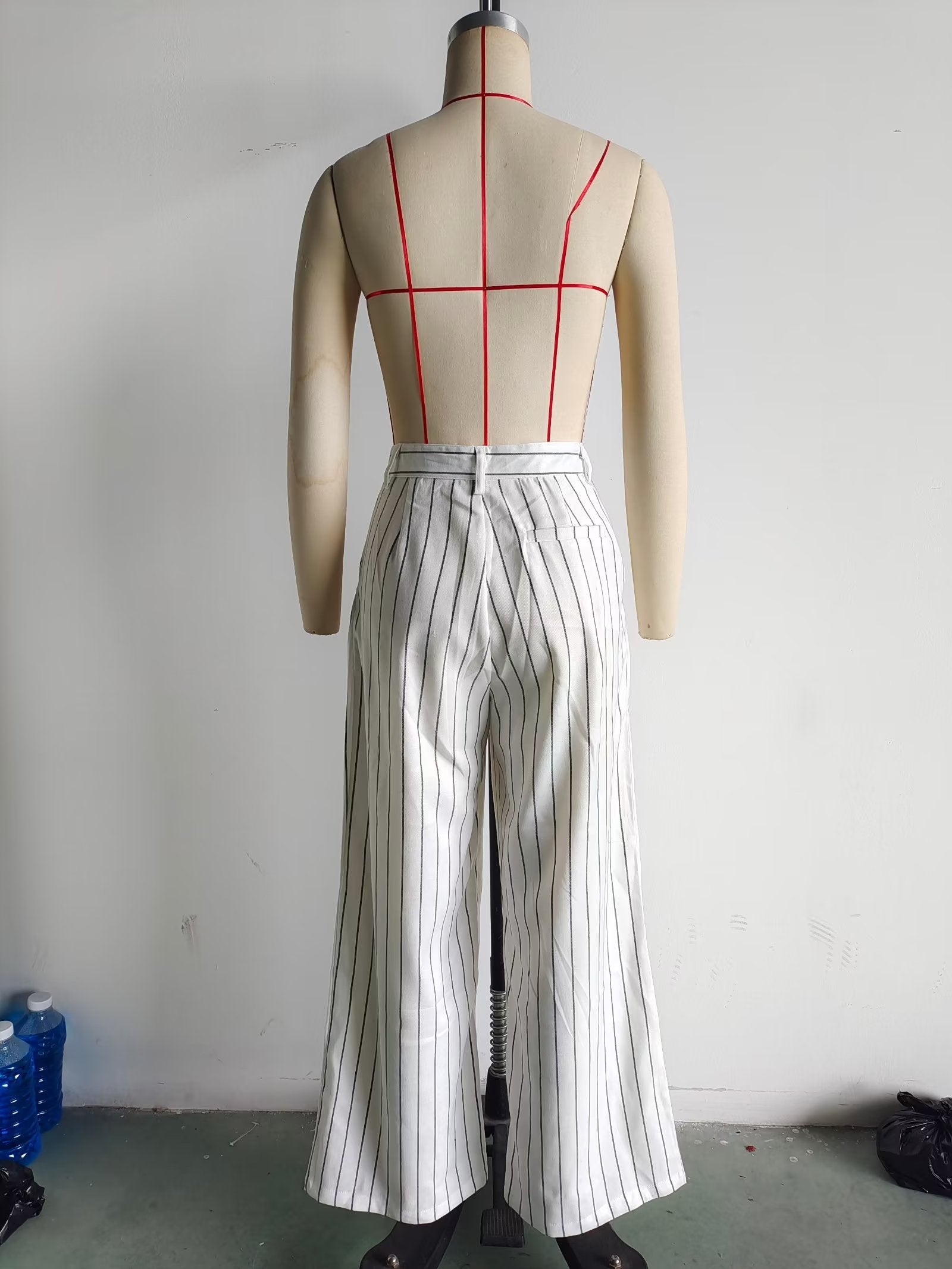 High Waist Ptripe Work Pant Double Breasted Blazer