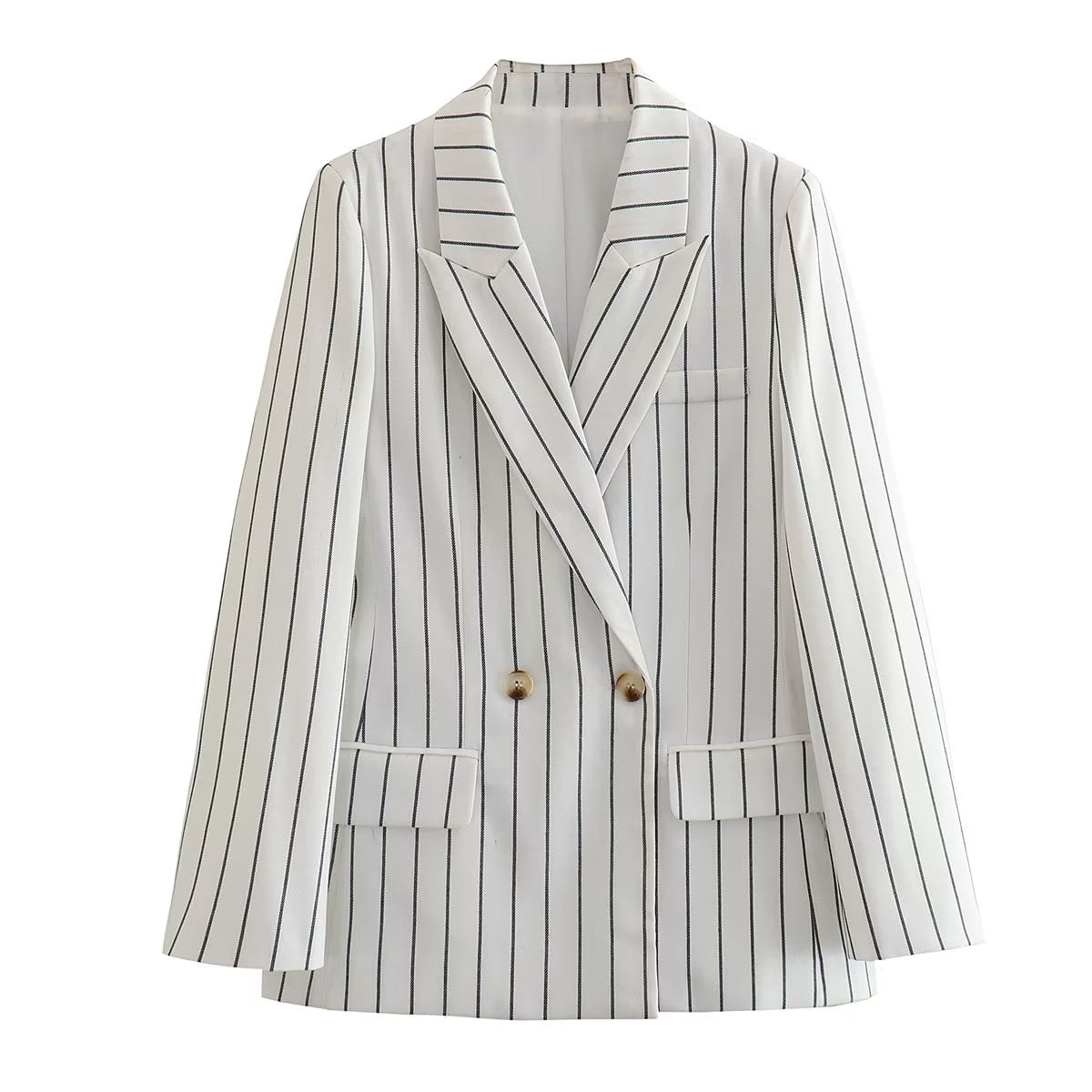 High Waist Ptripe Work Pant Double Breasted Blazer