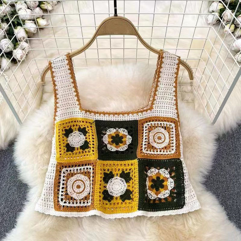 Haut court creux au crochet, paire de couleurs de vacances