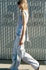 Pantalon ample multi-poches, salopette rétro taille moyenne, jean