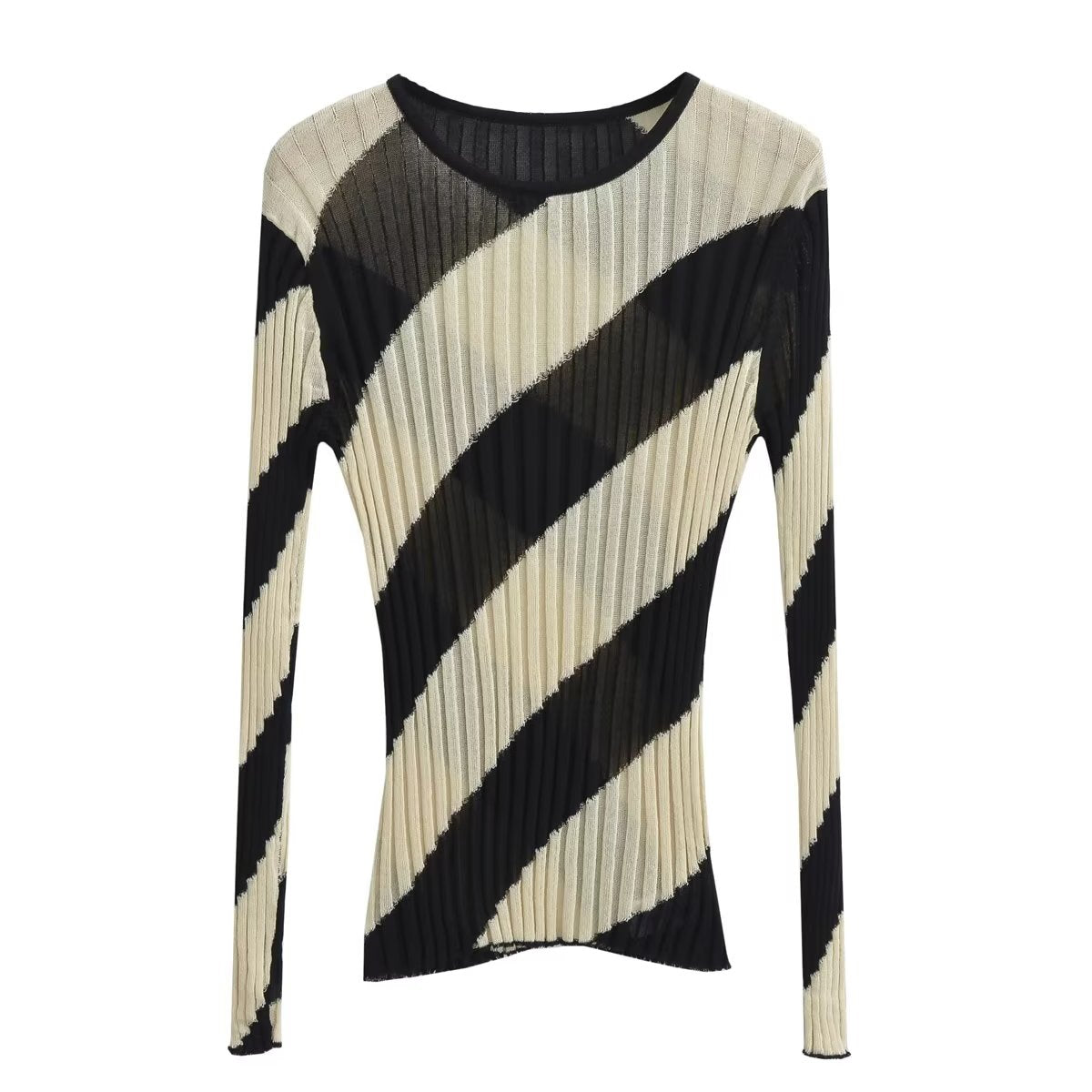 Schmaler Pullover mit kontrastierender Unterseite
