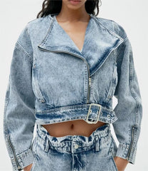 Loose Slimming Collared Denim Wind Breaker Coat