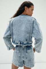 Loose Slimming Collared Denim Wind Breaker Coat