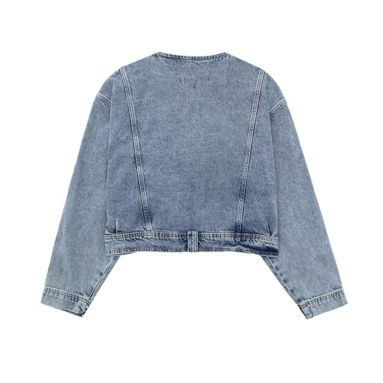 Loose Slimming Collared Denim Wind Breaker Coat