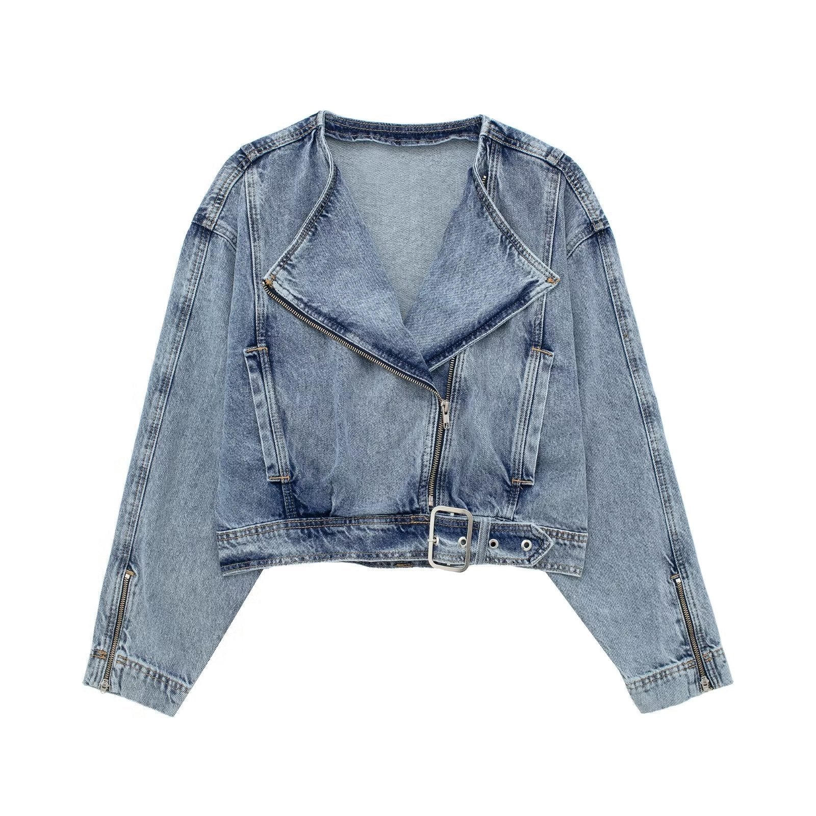 Loose Slimming Collared Denim Wind Breaker Coat