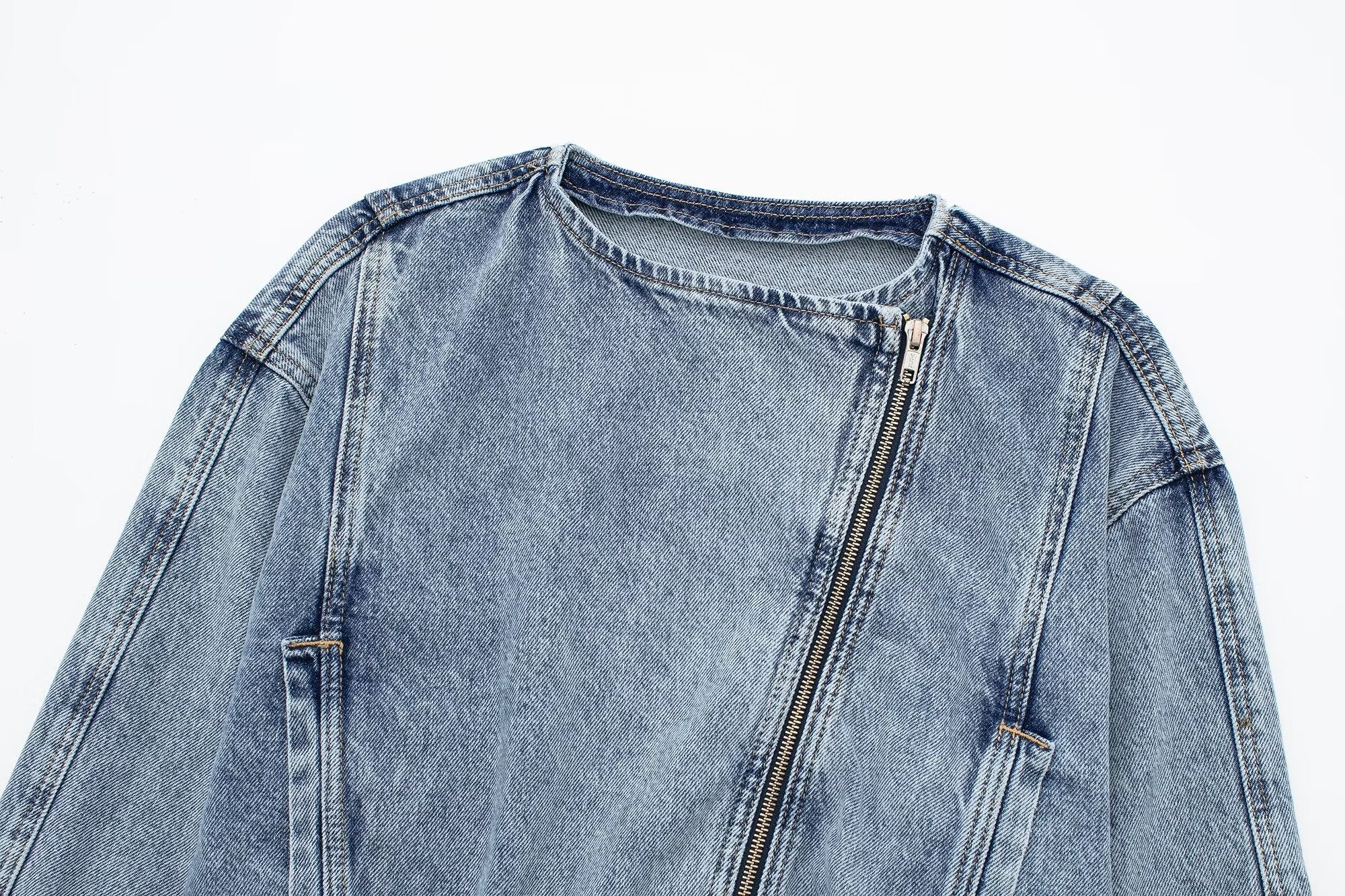 Loose Slimming Collared Denim Wind Breaker Coat