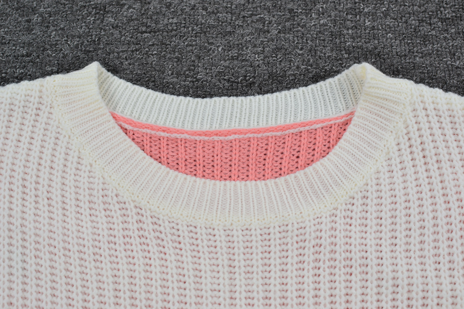 Casual Sweater Loose Crew Neck Two Colors Contrast Color Knitwear Top