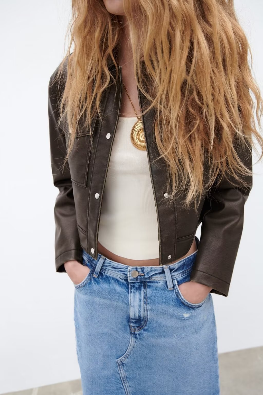 Faux Leather Short Jacket Leather Jacket